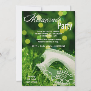 Invitation 5x7 Green Masquerade Sweet 16 Anniversaire Invitat