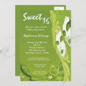Invitation 5x7 Green Masquerade Sweet 16 Anniversaire Invitat (Devant / Derrière)