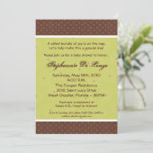 Invitation 5x7 Green Polka Point Imprimer Baby shower Invitat (Debout devant)