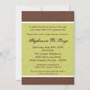 Invitation 5x7 Green Polka Point Imprimer Baby shower Invitat