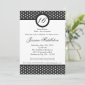Invitation 5x7 Gris blanc Polka point 16e anniversaire Invita (Debout devant)
