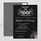 Invitation 5x7 Gris Masquerade Sweet 16 Anniversaire Invitati (Devant / Derrière)