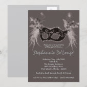 Invitation 5x7 Gris Masquerade Sweet 16 Anniversaire Invitati (Devant / Derrière)