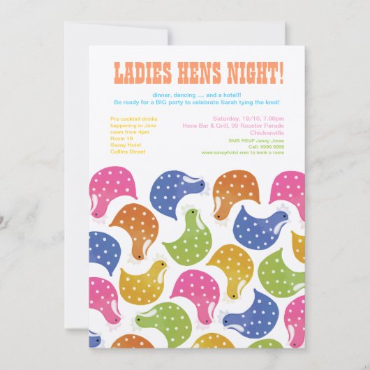 Invitation 5X7 Hens Night Bachelorette Fête de mariage Invita (Devant)