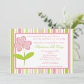 Invitation 5x7 Heure de printemps Baby shower rose Fleur Invi (Debout devant)