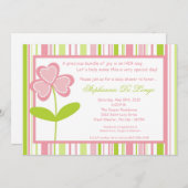 Invitation 5x7 Heure de printemps Baby shower rose Fleur Invi (Devant / Derrière)