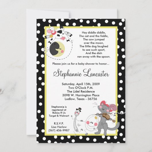 Invitation 5x7 Hey Diddle Diddle DidSery Baby shower Invitati (Devant)