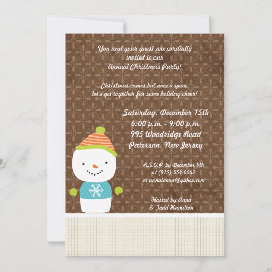 Invitation 5x7 hiver Snowman hiver NeigeInvitation (Devant)