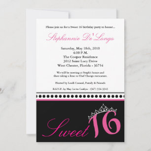 Invitation 5x7 Hot rose Tiara Sweet 16 Anniversaire Invitatio