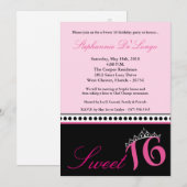 Invitation 5x7 Hot rose Tiara Sweet 16 Anniversaire Invitatio (Devant / Derrière)
