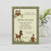 Invitation 5x7 - Invitation au Baby shower animal  (Debout devant)