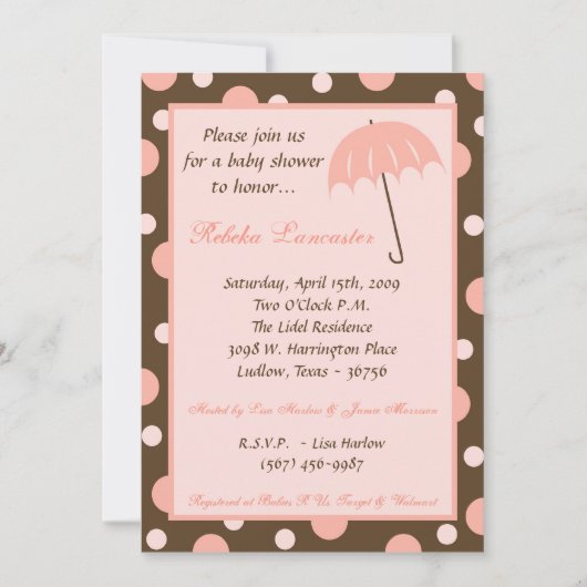 Invitation 5x7 - Invitation Baby shower parapluie  (Devant)