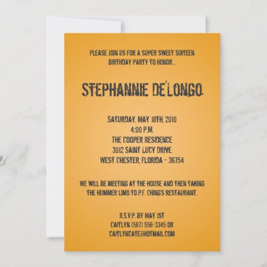 Invitation 5x7 Jaune DJ Tourne-disque 16 Anniversaire Invitat (Devant)