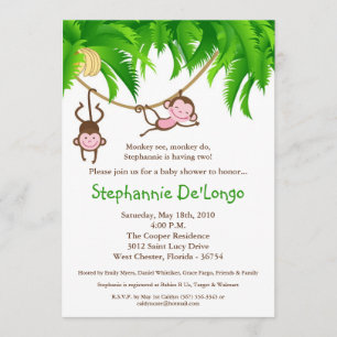 Invitation 5x7 JUMELLE l'invitation de baby shower de jungle