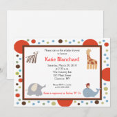 Invitation 5x7 Jungle Alphabet Baby shower de points de soupe (Devant / Derrière)