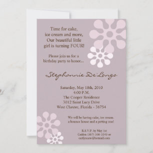 Invitation 5x7 Lavande violet Fleur d'anniversaire par invita