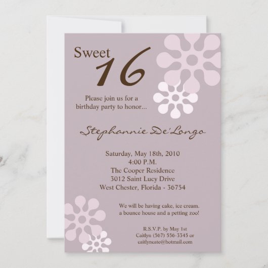 Invitation 5x7 Lavande violet Fleur d'anniversaire par invita (Devant)