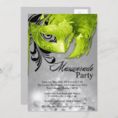 Invitation 5x7 Lime Masquerade Sweet 16 Anniversaire Invitati (Devant / Derrière)