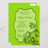 Invitation 5x7 Lime Masquerade Sweet 16 Anniversaire Invitati (Devant / Derrière)