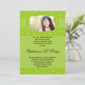 Invitation 5x7 Lime Zebra Imprimer Patter Quinceanera Invitat (Debout devant)