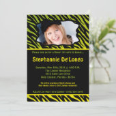 Invitation 5x7 Lime Zebra PHOTO Sweet 16 Anniversaire Invitat (Debout devant)
