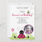 Invitation 5x7 Little Ladybug *PHOTO* Printemps Anniversaire (Devant)