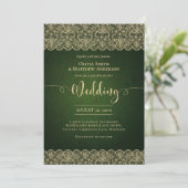 Invitation 5x7 Mariage en dentelle verte pour impression ou t (Debout devant)