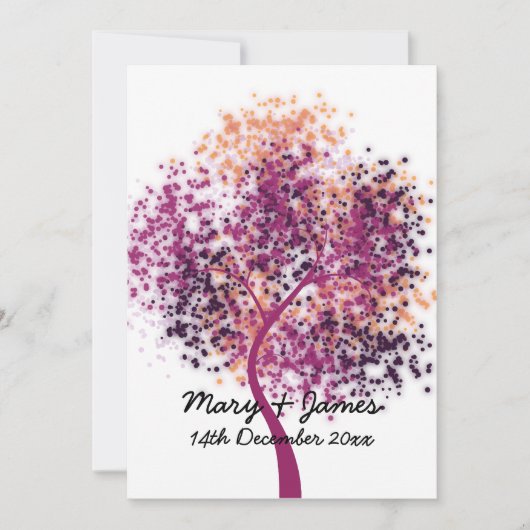 Invitation 5x7 Mariage "Sauver La Date" Arbre Violet Moderne (Devant)