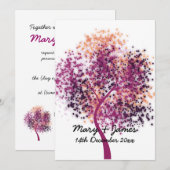 Invitation 5x7 Mariage "Sauver La Date" Arbre Violet Moderne (Devant / Derrière)