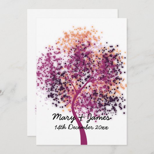 Invitation 5x7 Mariage "Save the Date" Purple Tree Modern (Devant / Derrière)
