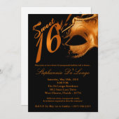 Invitation 5x7 Masquerade Mask Sweet 16 Anniversaire Invitati (Devant / Derrière)