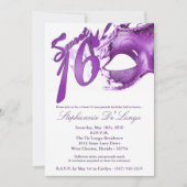 Invitation 5x7 Masquerade Masque Sweet 16 Anniversaire Invita (Devant)