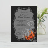 Invitation 5x7 Masquerade orange Halloween Costume Invite (Debout devant)