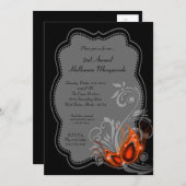 Invitation 5x7 Masquerade orange Halloween Costume Invite (Devant / Derrière)