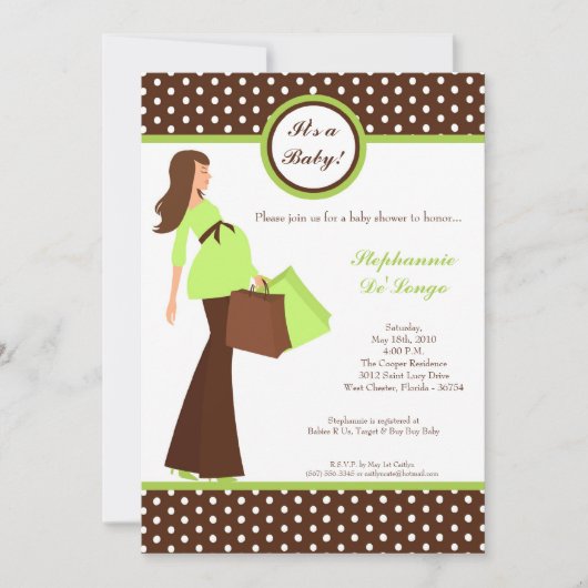 Invitation 5x7 Modern Mod Maman Shopping Baby shower Invitati (Devant)