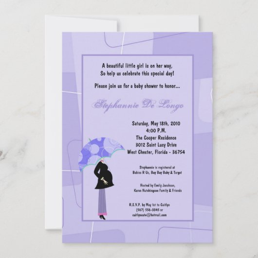 Invitation 5x7 Modern Mod Maman Shopping Baby shower Invitati (Devant)