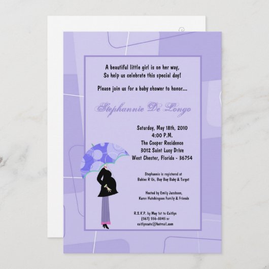 Invitation 5x7 Modern Mod Maman Shopping Baby shower Invitati (Devant / Derrière)