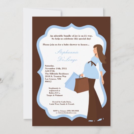 Invitation 5x7 Modern Mod Maman Shopping Baby shower Invitati (Devant)