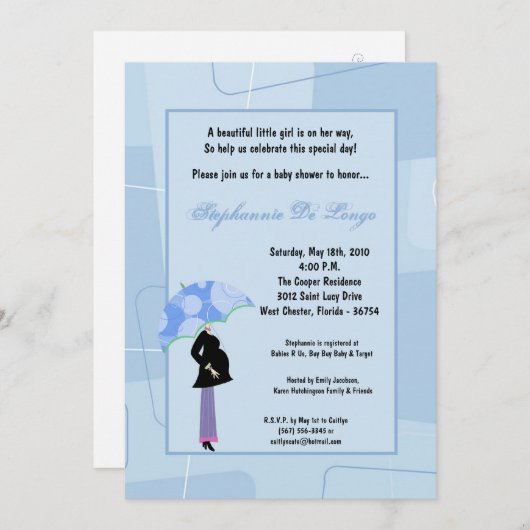 Invitation 5x7 Modern Mod Maman Shopping Baby shower Invitati (Devant / Derrière)