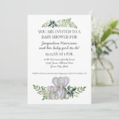 Invitation 5x7 Mommy Baby Elephant Foliage Blush Rose Douche (Debout devant)