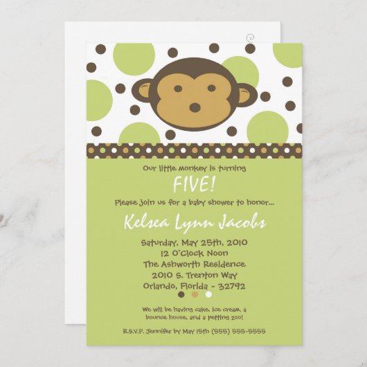 Invitation 5x7 Neut Moderne Mod Singe Anniversaire Par Invita (Devant / Derrière)