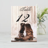 Invitation 5x7 Numéro de tableau Cardboots pays rustique oues (Debout devant)