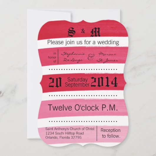 Invitation 5x7 Ombre Stripe Pink Line Fade (Devant)