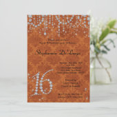 Invitation 5x7 Orange Diamond Sweet 16 Anniversaire Invitatio (Debout devant)