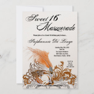 Invitation 5x7 Orange Masquerade Sweet 16 Anniversaire Invita