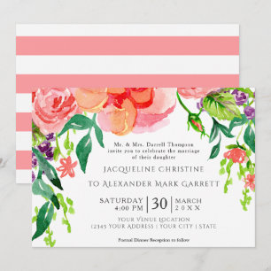 Invitation 5x7 Papier Rose d'aquarelle moderne Mariage floral