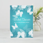 Invitation 5x7 Papillons insaisissables Fête des mariées bleu (Debout devant)