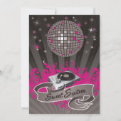 Invitation 5x7 Pink DJ Spin Tourne-disque 16 Anniversaire Inv (Dos)
