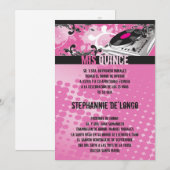 Invitation 5x7 Pink DJ Spin Tourne-disque Quinceanera Invitat (Devant / Derrière)