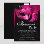 Invitation 5x7 Pink Masquerade Sweet 16 Anniversaire Invitati (Devant / Derrière)